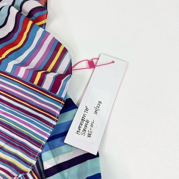 Parker Blouse Women small Multicolor Striped Flutter Sleeve Huntington Top new - Picture 4 of 9